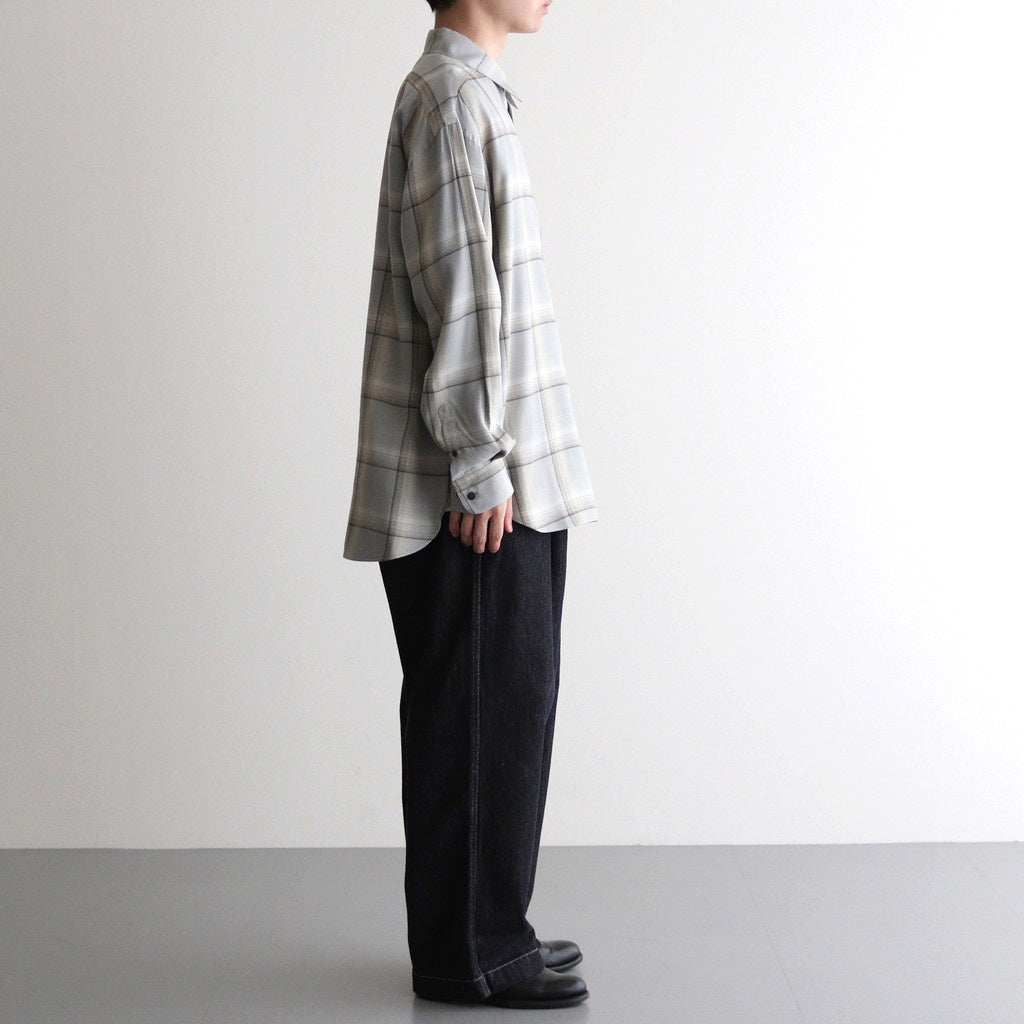 OMBRE PLAID SHIRTS LOOSE FIT #SMOKE BLUE [2541000504]