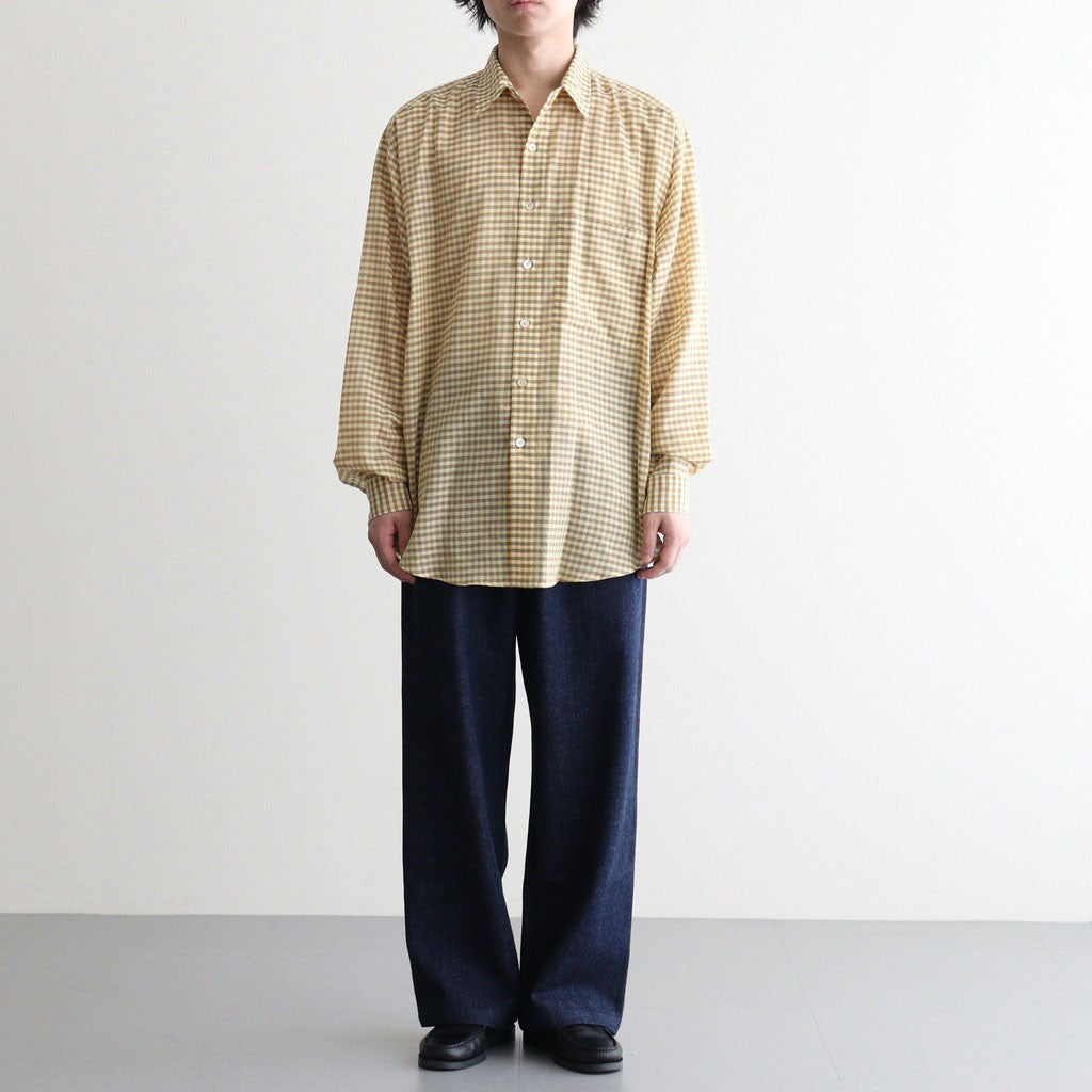 AIRY LIGHT COTTON CHECK BIG SHIRT #MUSTARD GINGHAM CHECK [A26SS01GC]