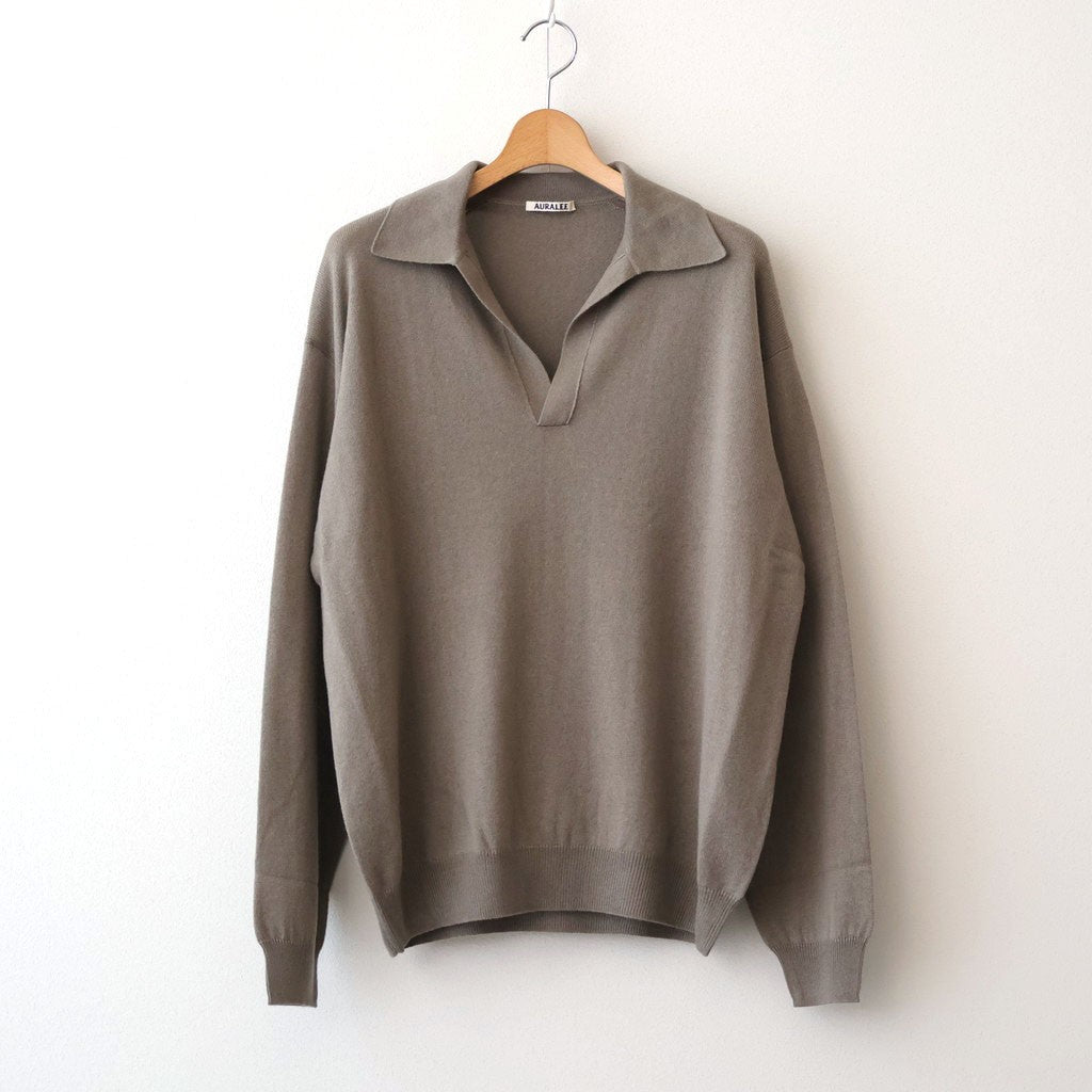SUPER FINE CASHMERE SILK KNIT SKIPPER POLO #KHAKI BROWN [A26SP02SC]