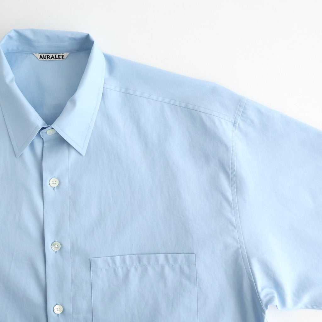 WASHED FINX TWILL BIG HALF SLEEVED SHIRT #LIGHT BLUE [A26SS03TN]