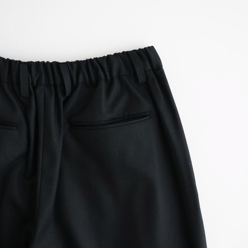WOOL FLANNEL EASY WIDE TROUSERS #BLACK [ST.1609]