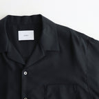 CUPRO TWILL OVERSIZED OPEN COLLAR SS SHIRT #BLACK [ST.1153]