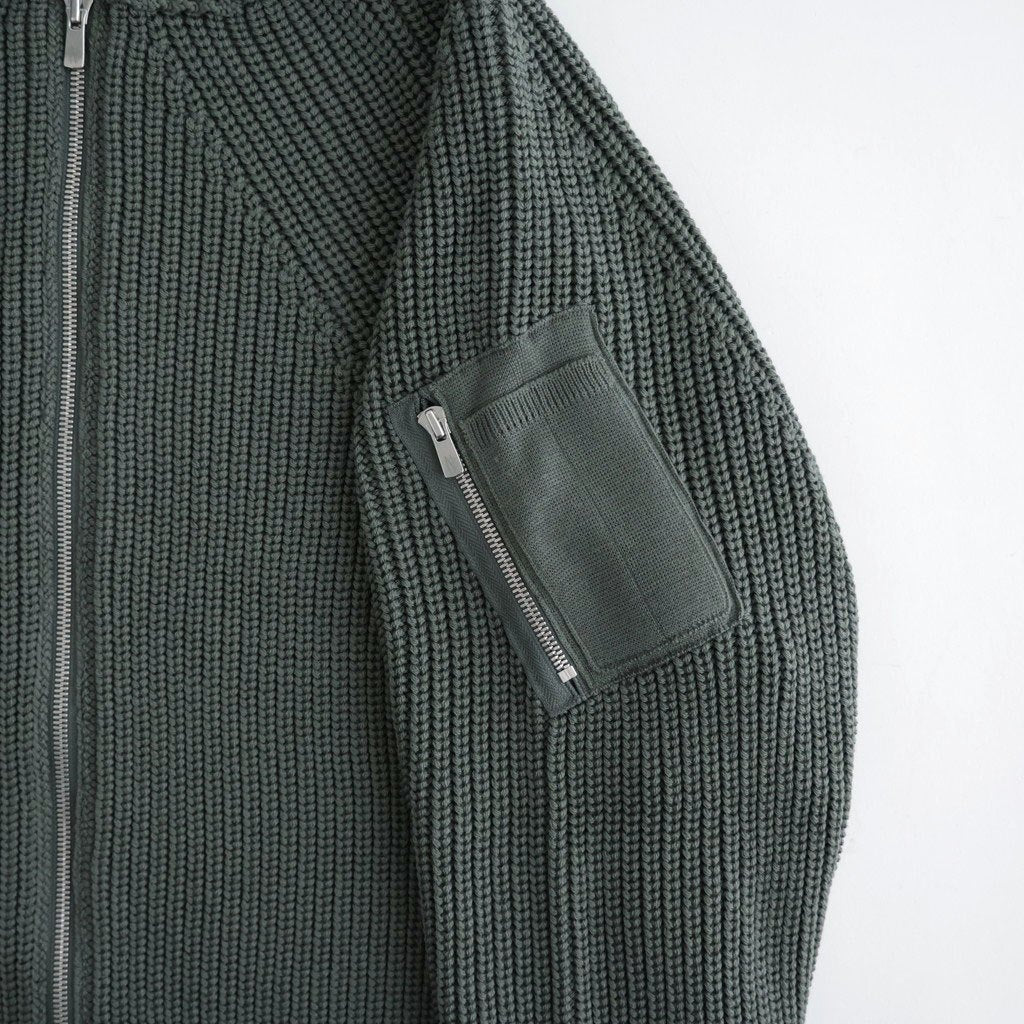 BATONER ウール梳毛片畔 ジップカーディガン #KHAKI [HR-N003-051]