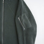 BATONER ウール梳毛片畔 ジップカーディガン #KHAKI [HR-N003-051]