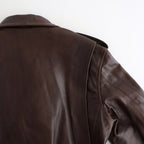HEAVY LAMB LEATHER RIDERS JACKET #DARK BROWN [A25AB01LA]