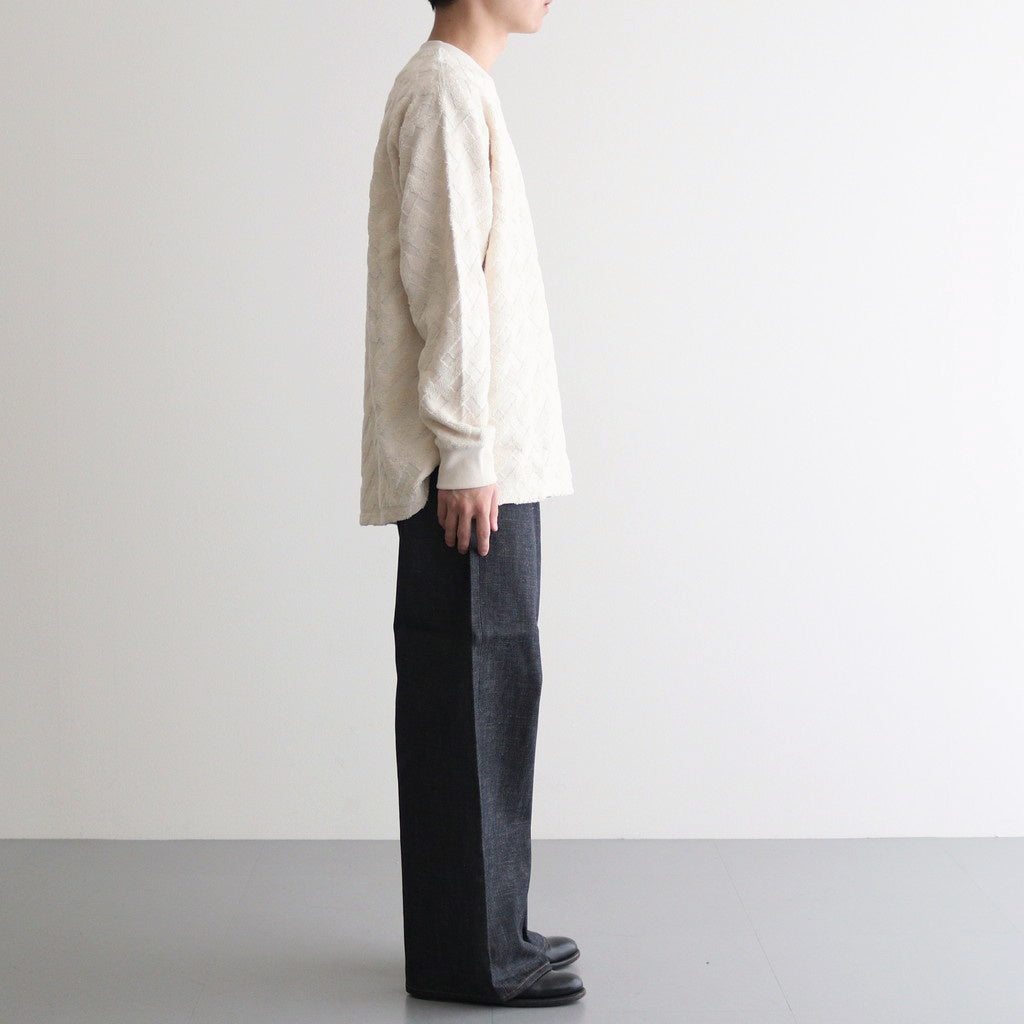 綿パイルジャカード格子柄トップス #OFF WHITE [HO-T013-051]