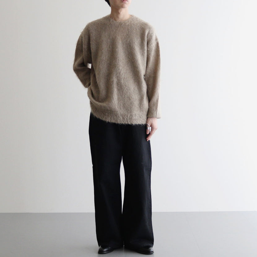 BRUSHED SUPER KID MOHAIR KNIT P/O #GRAY BEIGE [A24AP03KM]