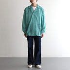 AIRY LIGHT COTTON CHECK P/O SHIRT #GREEN GINGHAM CHECK [A25SS02GC]