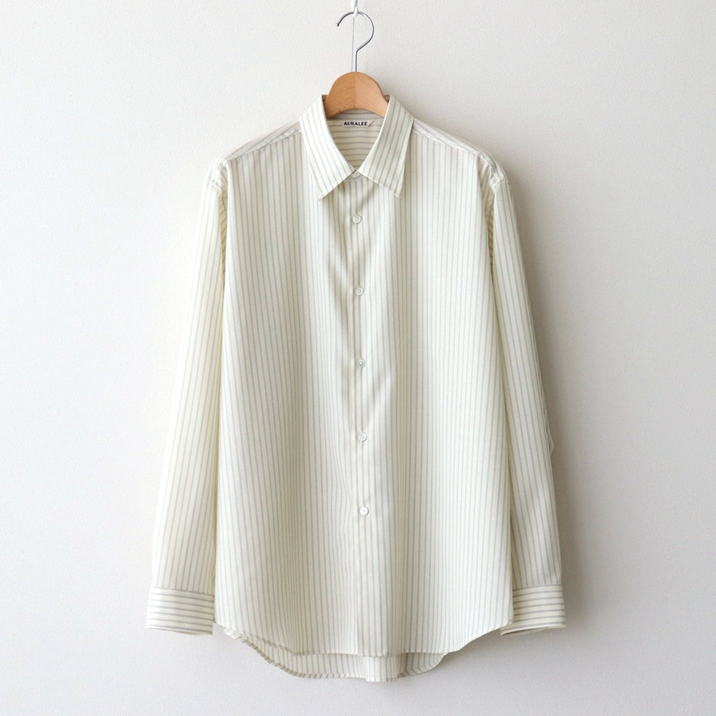 SUPER FINE WOOL STRIPE SHIRT #IVORY STRIPE [A25SS01WW]