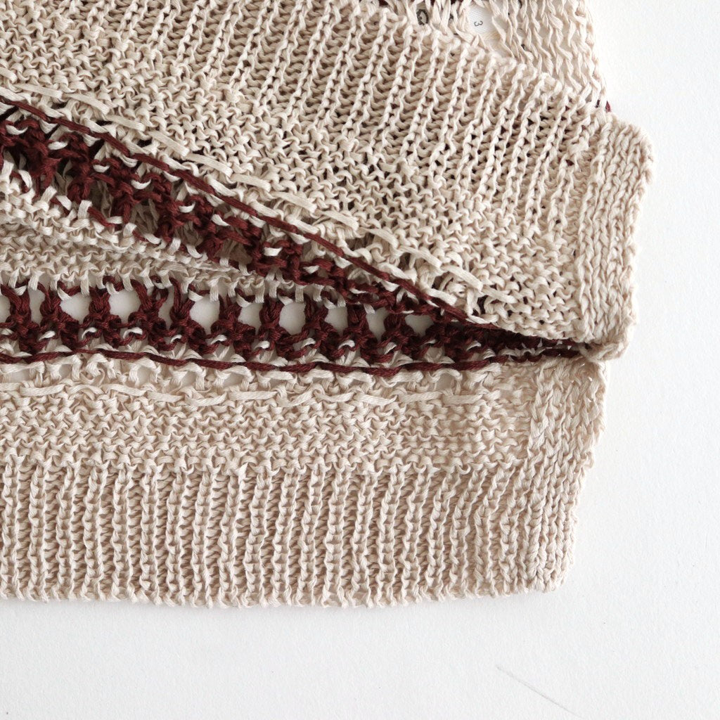 BORDER MESH KNIT SKIPPER POLO SHIRT #IVORY [YK25SS001010S]