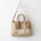 綿ナイロンリップパッチワーク トートバッグ #BEIGE [HO-K203-051]