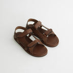 SOFT LEATHER DOUBLE STRAP SANDALS #BROWN [A26SS12QD]