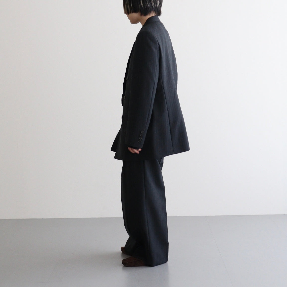 25AW Double Breasted Jacket ネイビー サイズ1 BLUEFACED WOOL DOUBLE-BREASTED JACKET #CHARCOAL NAVY STRIPE