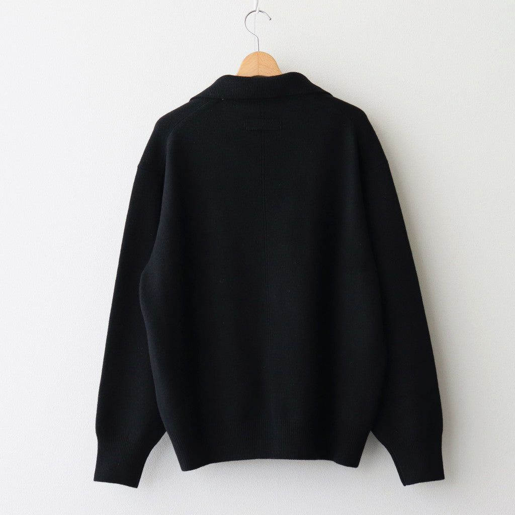 EXTRA FINE WOOL KNIT SKIPPER LS #BLACK [ST.1136]