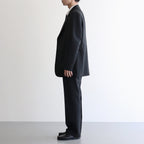 BLUEFACED WOOL TWO-TUCK SLACKS #CHARCOAL NAVY STRIPE [A25AP02BS]