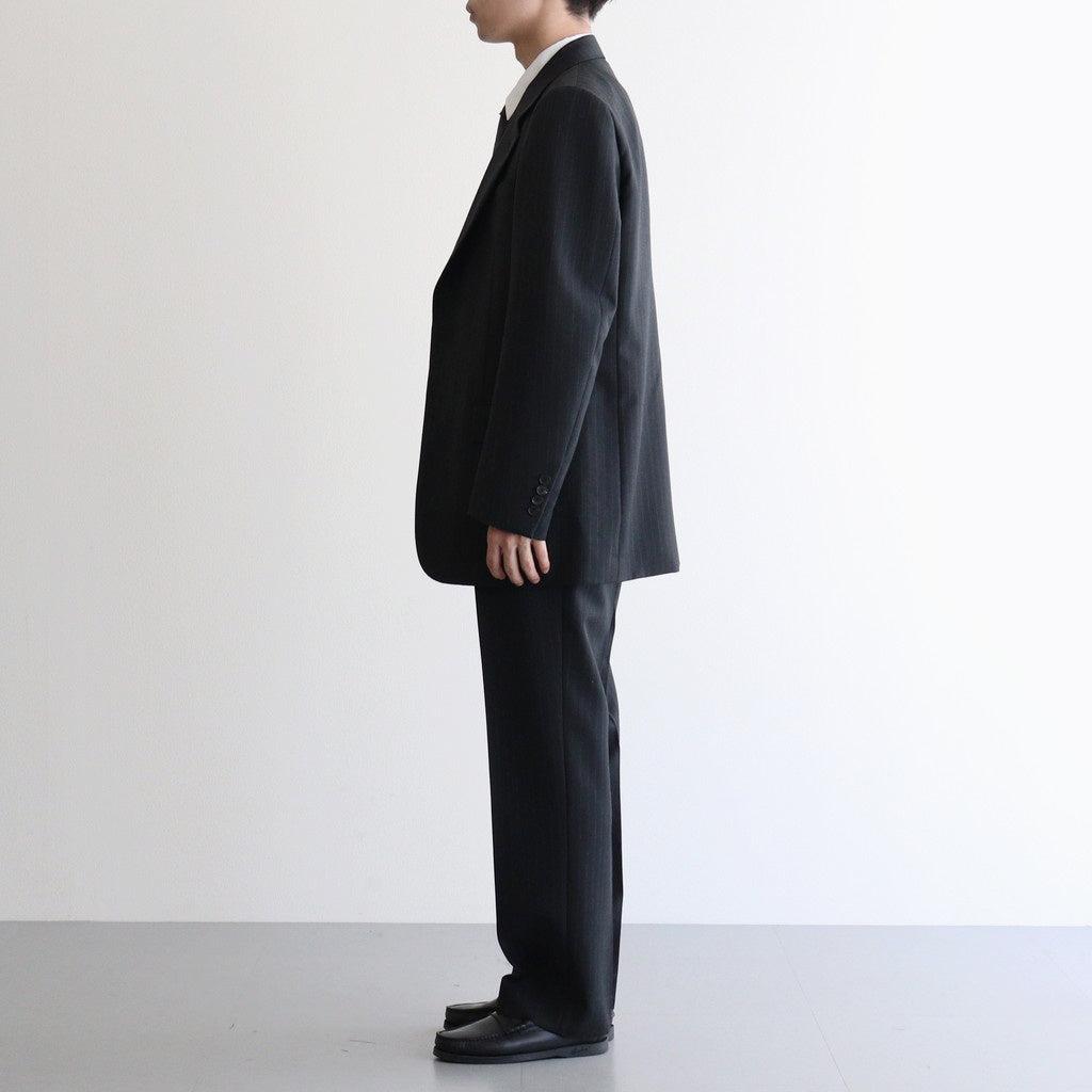 BLUEFACED WOOL TWO-TUCK SLACKS #CHARCOAL NAVY STRIPE [A25AP02BS]