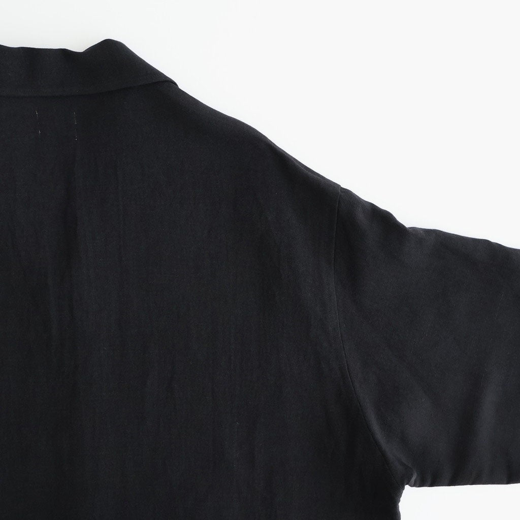 LINEN SKIPPER POLO SHIRT #BLACK [YK26SS01291SH]
