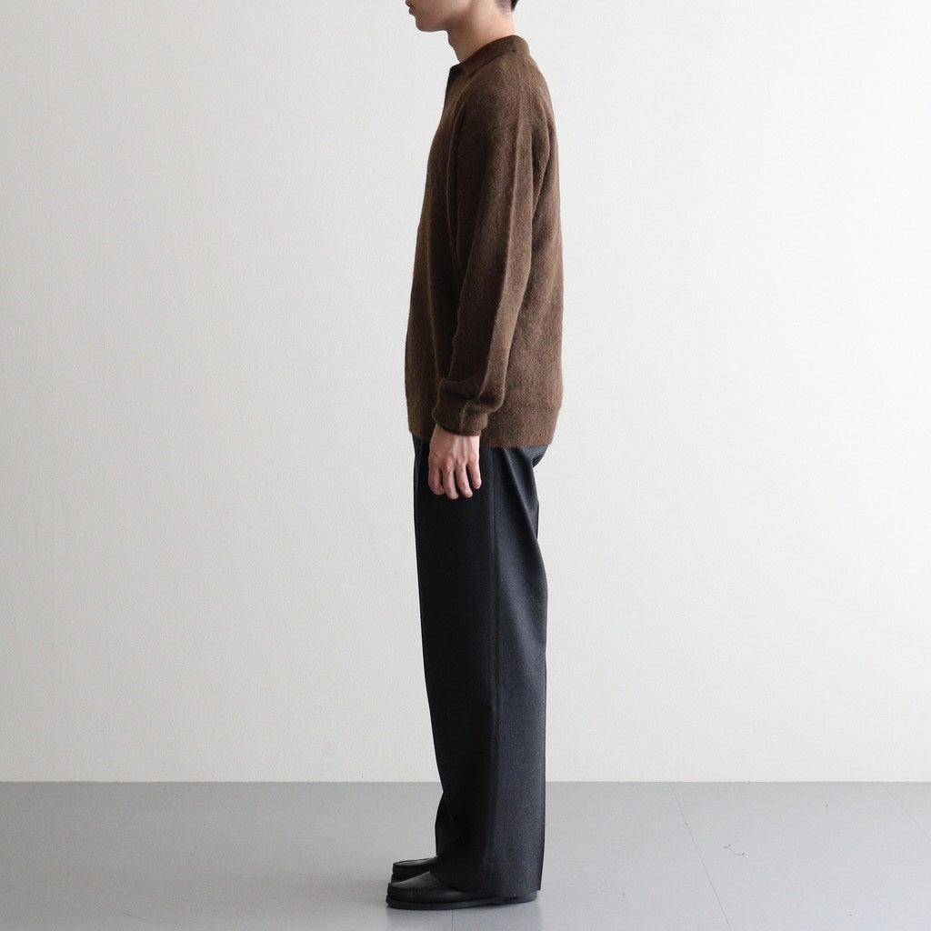 BABY SURI ALPACA SHEER KNIT SKIPPER POLO #DARK BROWN [A25AP02AK