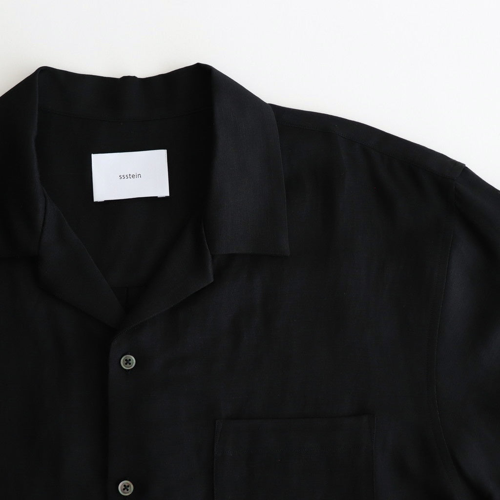 VIS/LI TWILL OVERSIZED OPEN COLLAR SS SHIRT #BLACK [ST.1154]