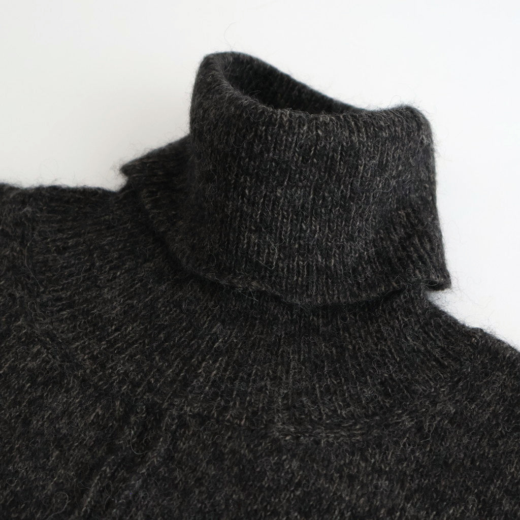 WOOL/ALPACA KNIT LOOSE TURTLE NECK PO #CHARCOAL [ST.1295]