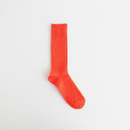 LINEN COTTON RIBBED CREW SOCKS #ORANGE RED [R1461-SS26]