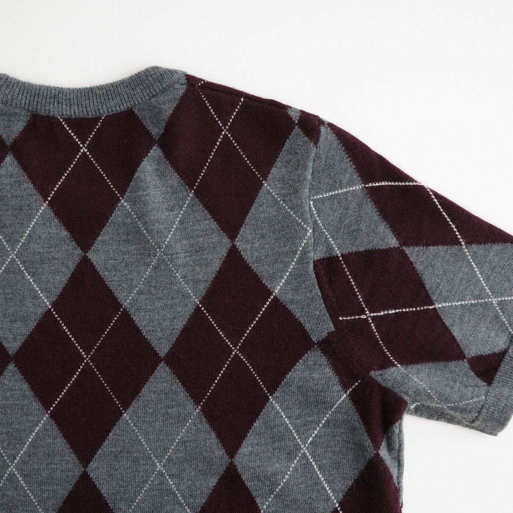 Argyle Short Sleeve #GREY×BORDEAUX [I26AW-K6]