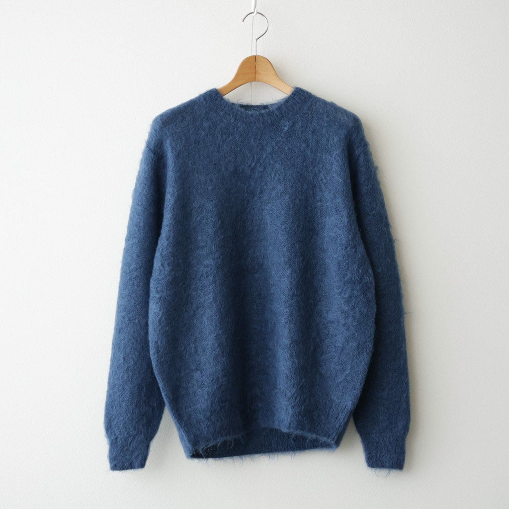 BRUSHED SUPER KID MOHAIR KNIT P/O #LIGHT NAVY [A26AP02KM]