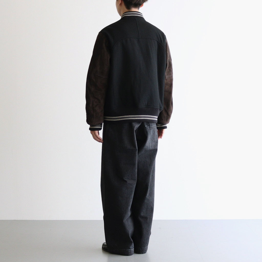 LEATHER STUDIUM JACKET #BLACK x BROWN [25330210]