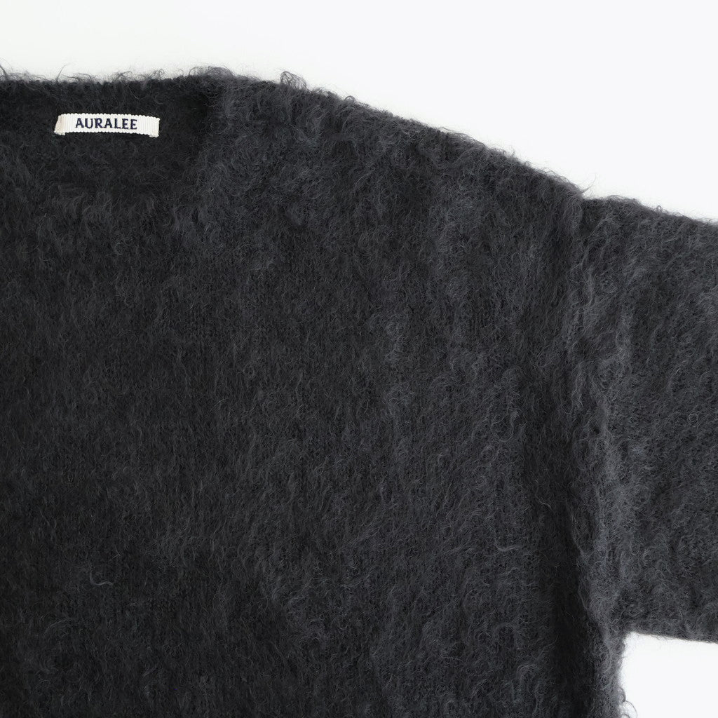 BRUSHED SUPER KID MOHAIR KNIT P/O #INK BLACK [A25AP04KM]