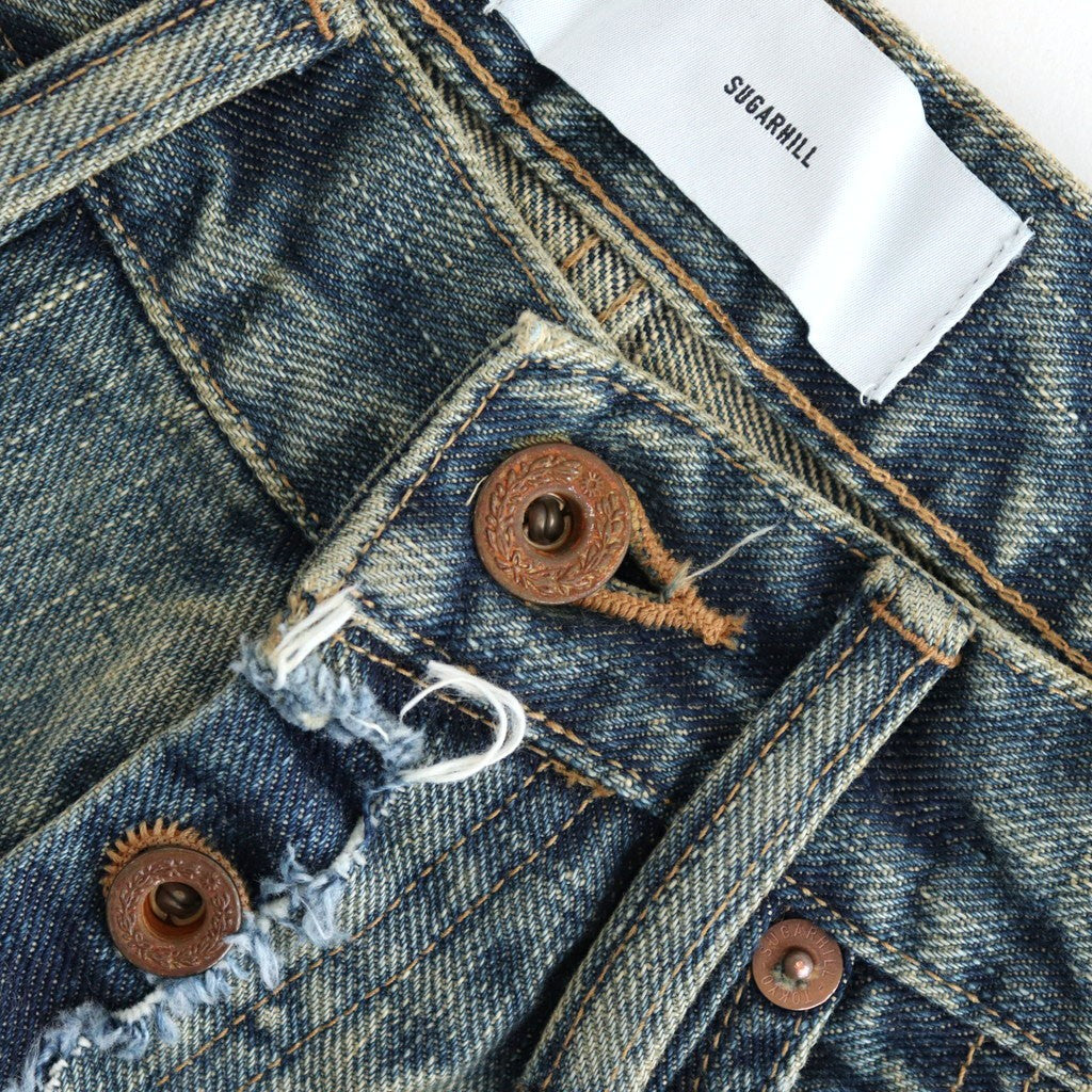 DAMAGED MODERN DENIM PANTS WIDE CUT #FADED INDIGO [25880409]