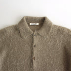 BRUSHED SUPER KID MOHAIR KNIT POLO #GRAY BEIGE [A24AP02KM]