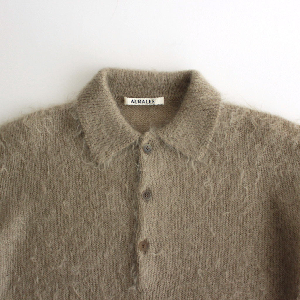 BRUSHED SUPER KID MOHAIR KNIT POLO #GRAY BEIGE [A24AP02KM]