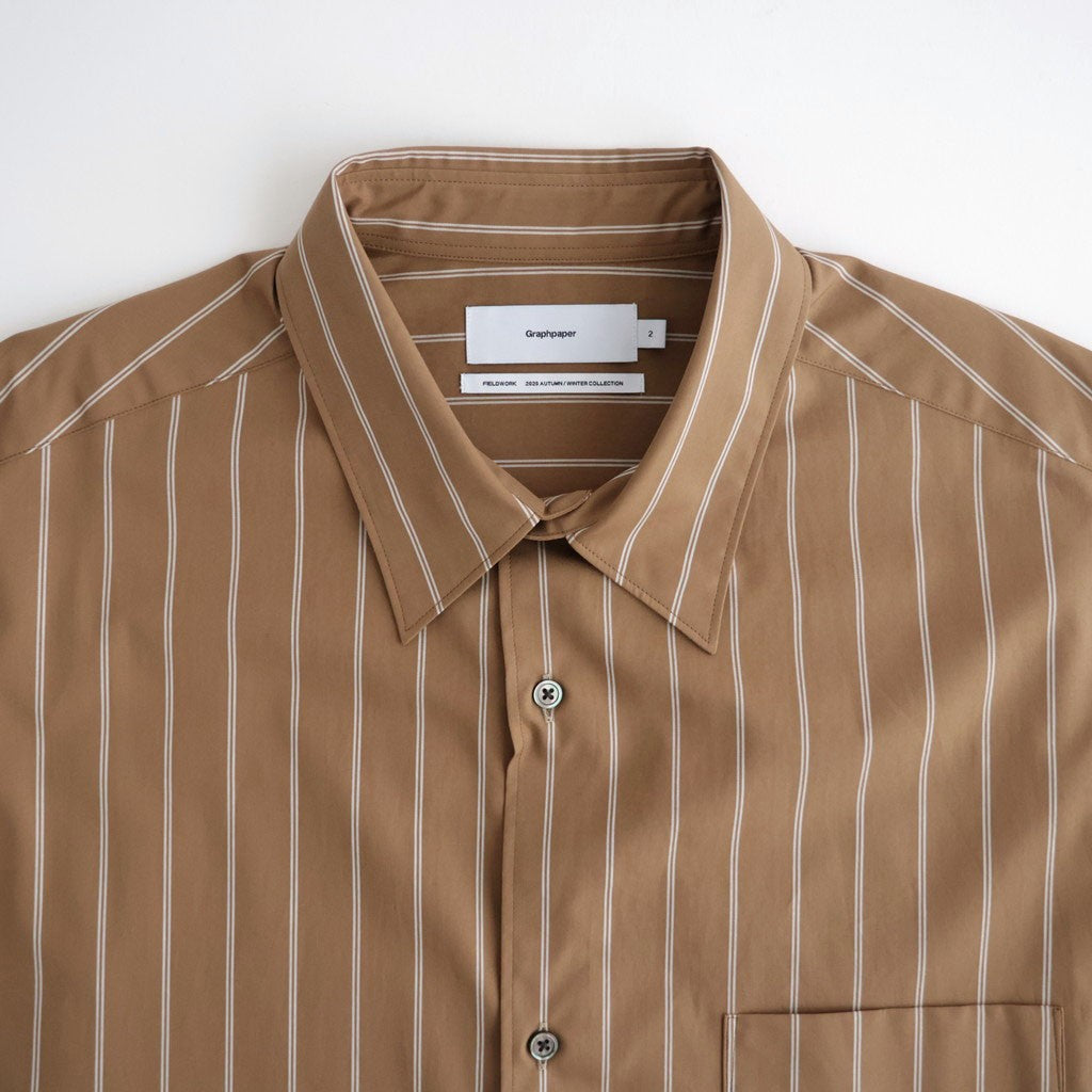 SIDOGRAS Brown Stripe L/S Oversized Regular Collar Shirt #BROWN [GM263-50345]