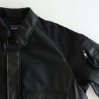 合皮MIXジップブルゾン #BLACK [HP-J011-051]