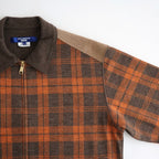 ウールチェック×ウールスムース×カウレザー ジップジャケット #BROWN [WR-T014-051]