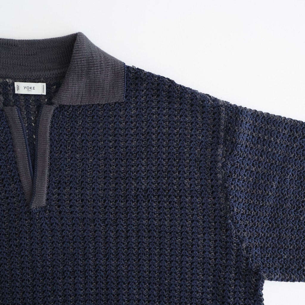 MESH KNIT SKIPPER POLO SHIRT #NAVY [YK26SS01298S]