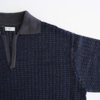 MESH KNIT SKIPPER POLO SHIRT #NAVY [YK26SS01298S]