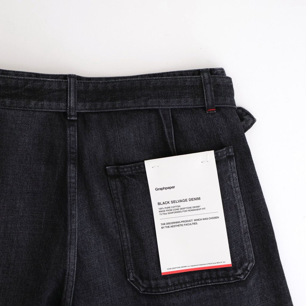 Selvage Denim Belted Pants #BLACK_DARK FADE [GU261-40064DB]