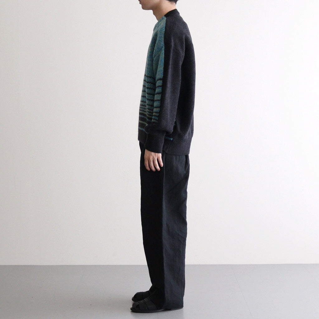 COLOR COMBINATION KNIT LS #BLUE × CHARCOAL [ST.713]