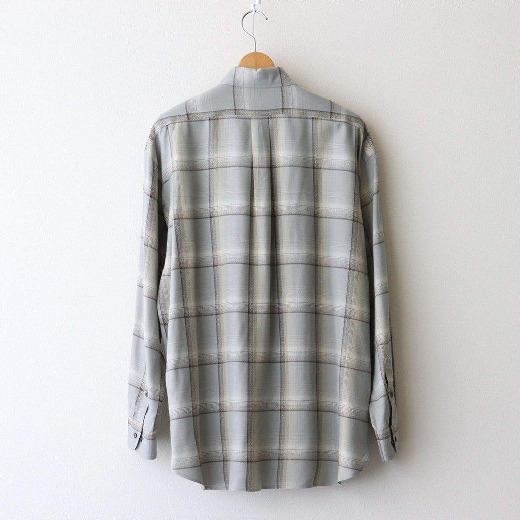 OMBRE PLAID SHIRTS LOOSE FIT #SMOKE BLUE [2541000504]