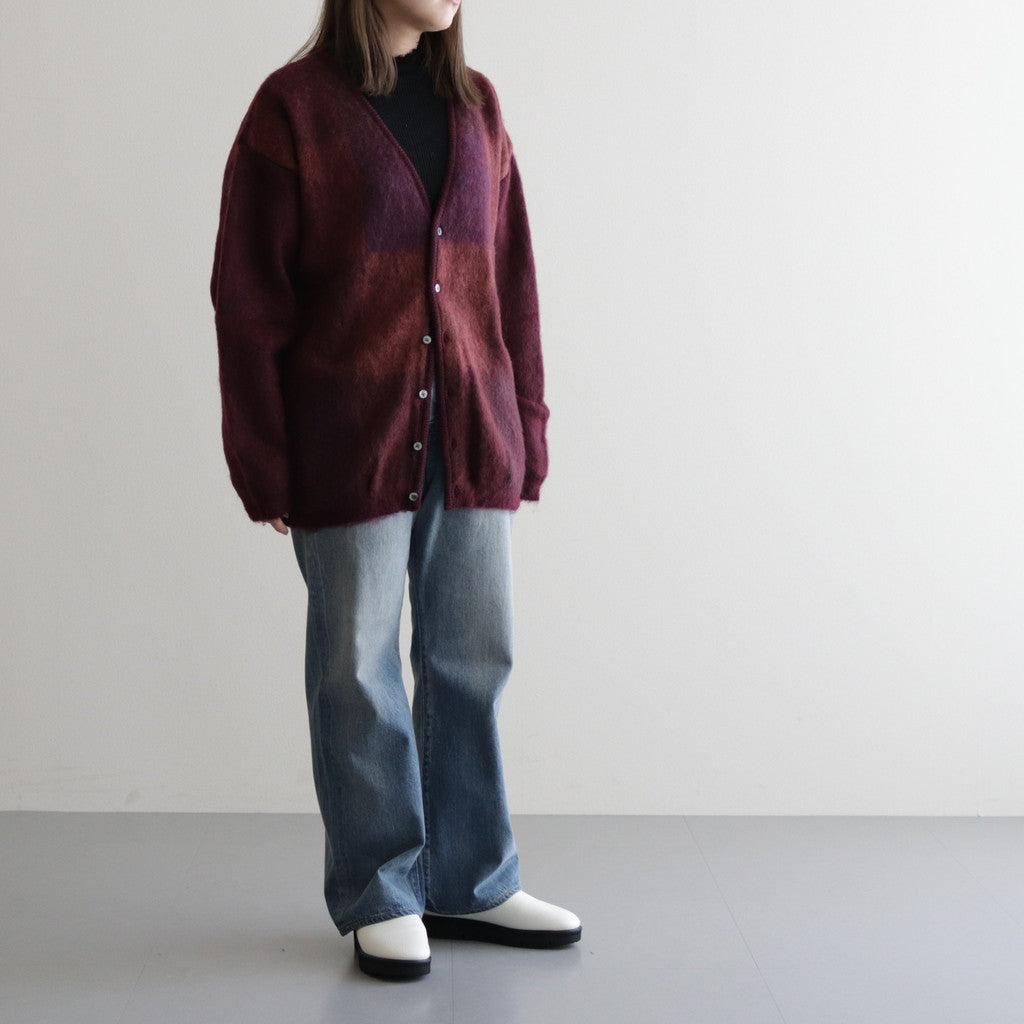 SQUARE PANNEL MOHAIR CARDIGAN #BURGUNDY [YK23FW0590S]