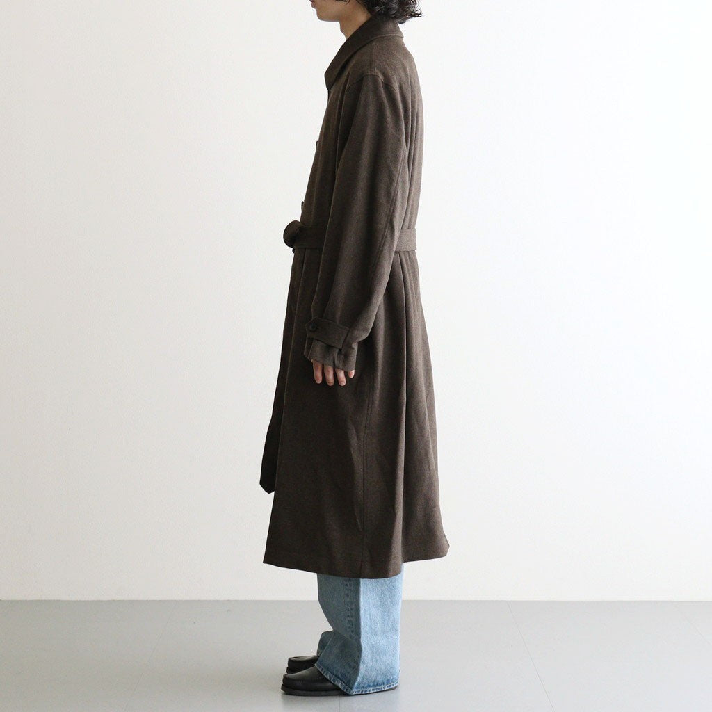 WOOL DOESKIN OVERSIZED INVESTIGATED COAT #GREY BROWN [ST.1531]