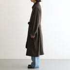 WOOL DOESKIN OVERSIZED INVESTIGATED COAT #GREY BROWN [ST.1531]