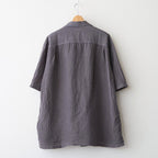 キュプラストライプ 製品染め オープンカラーシャツ #GRAY [HQ-B023-051]