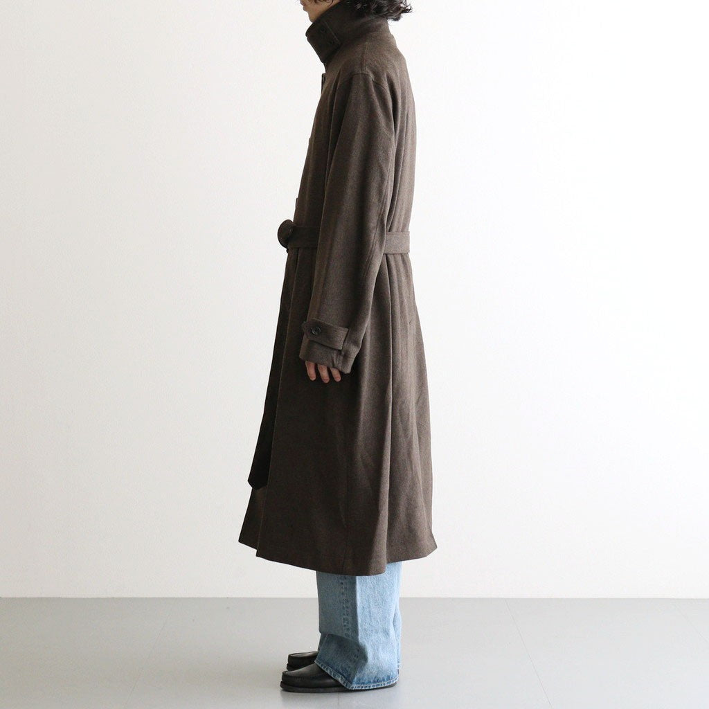 WOOL DOESKIN OVERSIZED INVESTIGATED COAT #GREY BROWN [ST.1531]