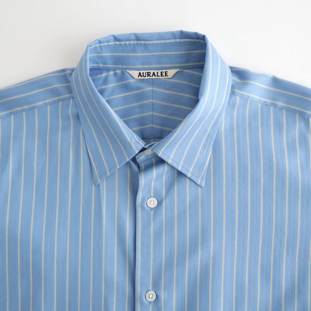 COTTON SILK STRIPE SHIRT #SAX BLUE STRIPE [A26AS01CS]