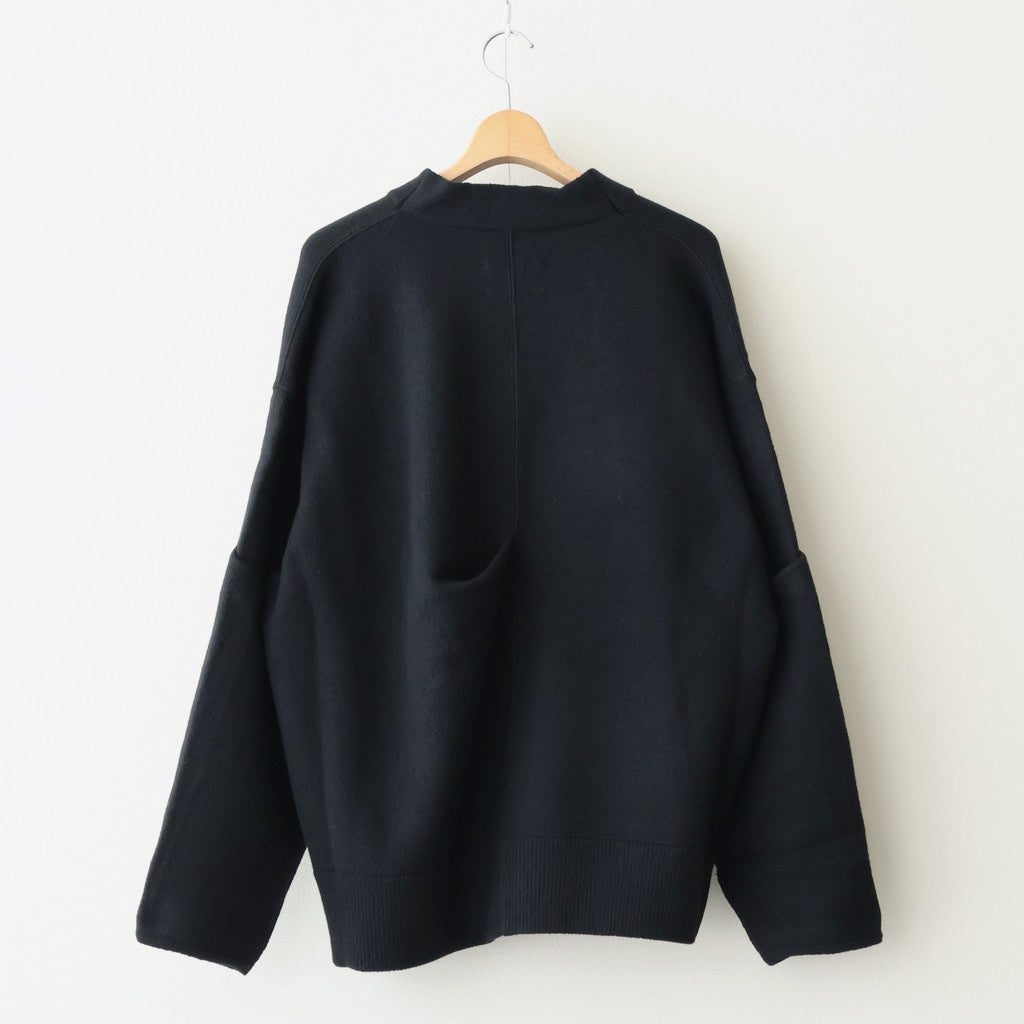 EXTRA FINE WOOL KNIT TUCKED CARDIGAN #BLACK [ST.1298] – ciacura