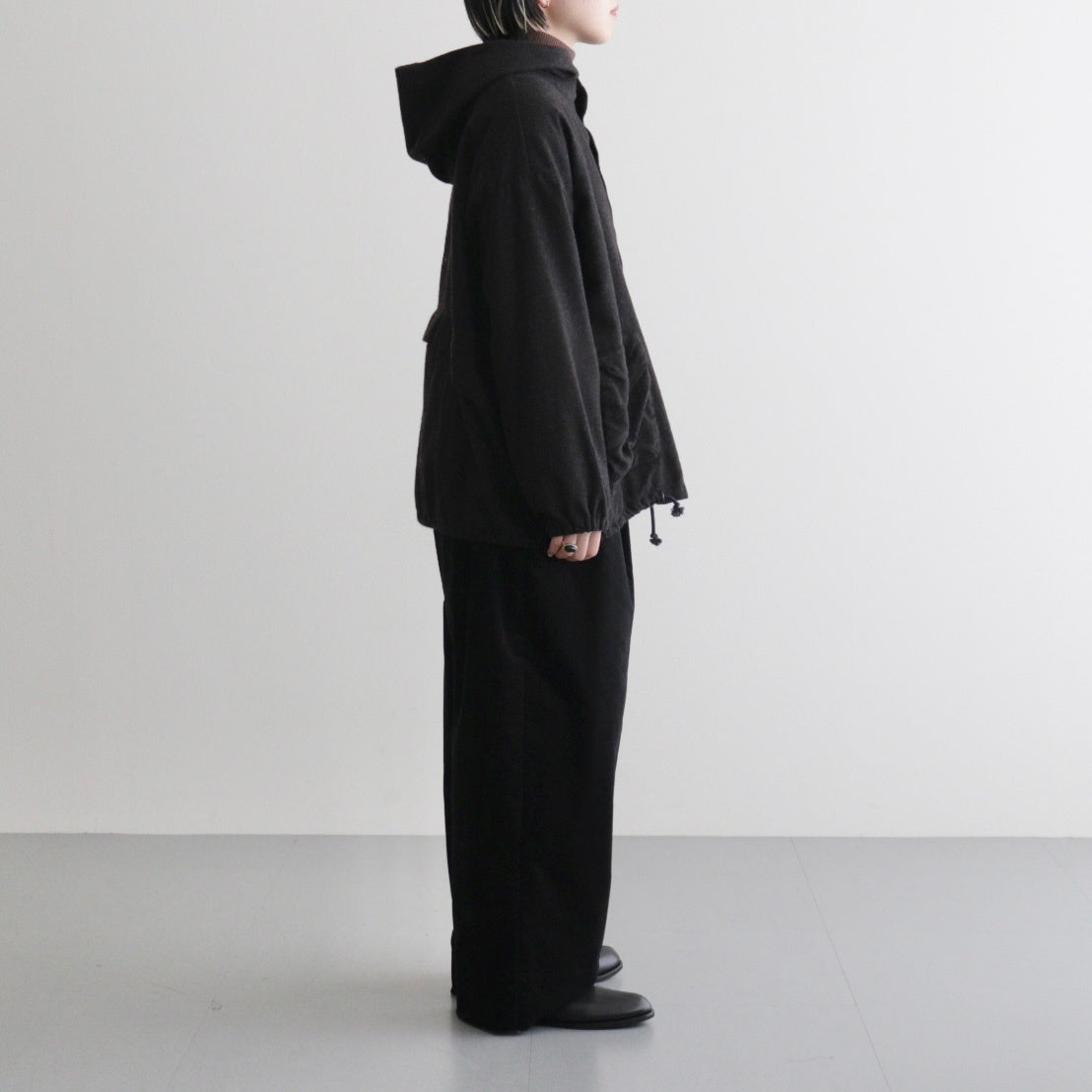 縮絨ウールワイドフーディー #DARK BROWN [D225-T391]