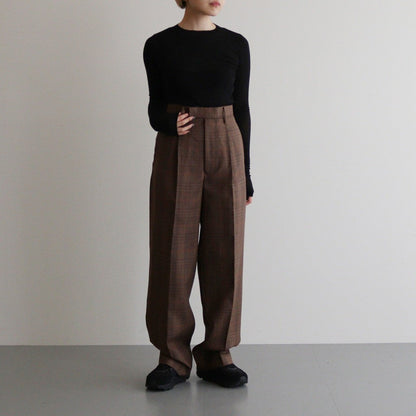 BLUEFACED WOOL CHECK SLACKS #BROWN CHECK [A24AP04CB]