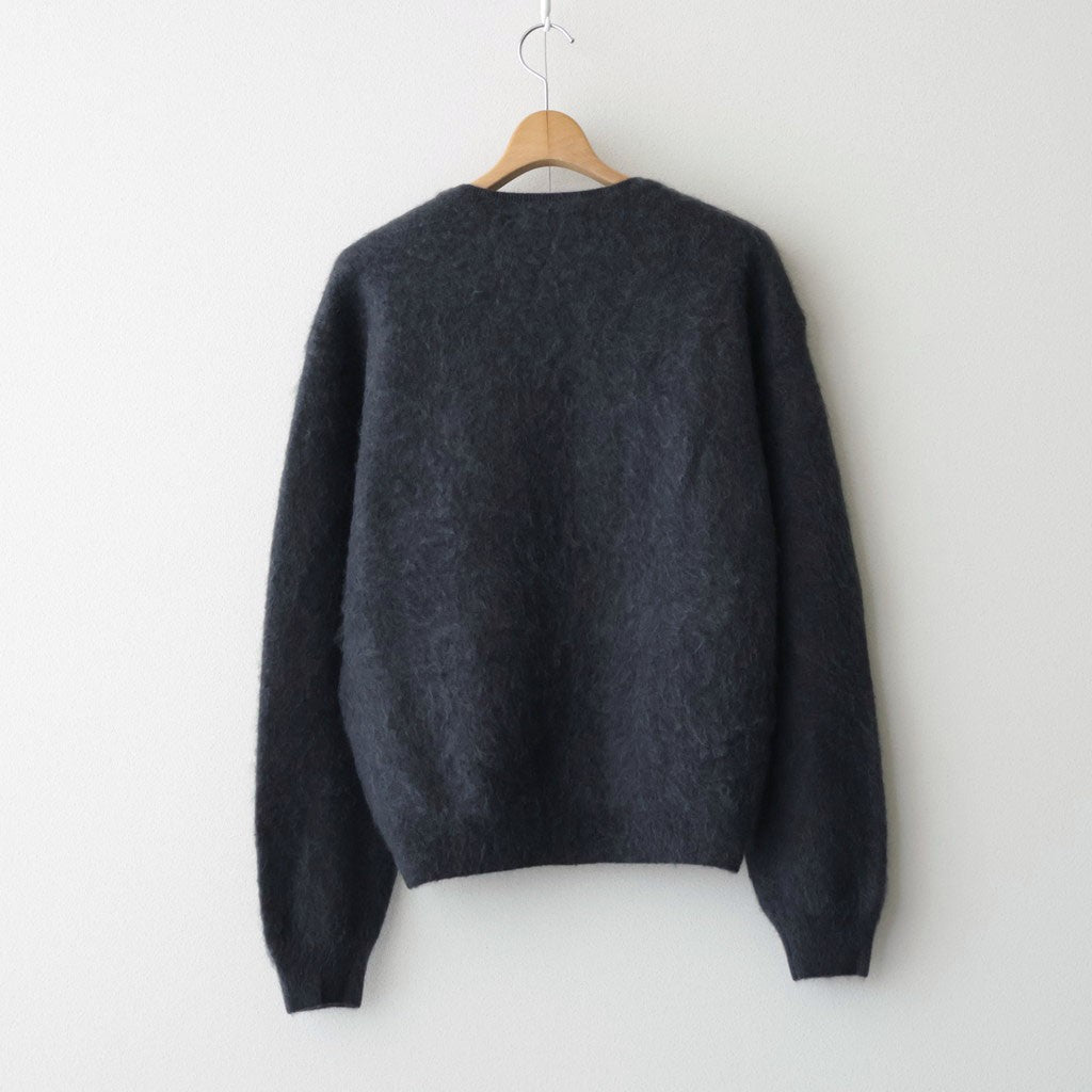GARMENT-DYED BABY ALPACA FUR KNIT CREW-NECK CARDIGAN #DARK GRAY [A26AC01BA]